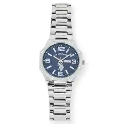 U.S. Polo Assn. Adult Male Analog Watch With Date Display In Silver And Blue (US • $57.96