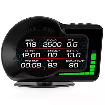 Car Head Up Gauge LCD Digital Display Smart Speed Meter Tired Warning Alarm HUD • $62