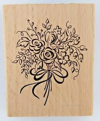 BRIDAL BOUQUET Beautiful Roses From Greenbrier International Rubber Stamp NEW • $10.99