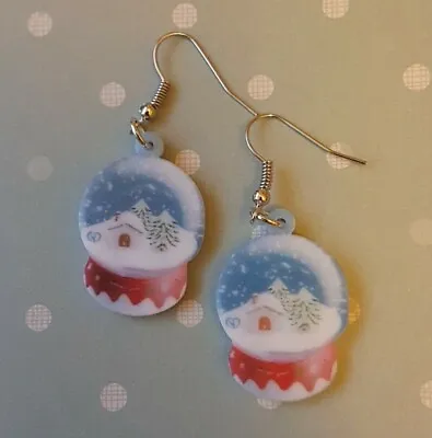 KIZZY Jewellery - Quirky SNOWGLOBE Resin Drop Dangly Earrings Xmas Christmas • £3