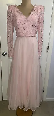 Vintage Rose Taft For Couture Fashions Babiecore Flowy Evening Gown Chiffon • $175