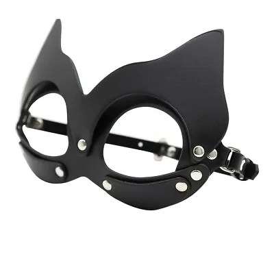 PVC Cat Woman Batman Mask Cosplay Ears Adjustable Masquerade Mardi Gras Festival • $18.71