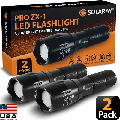 Tactical Flashlight 5 Modes LED 18650 Zoom Light Best Gift For Men - 2 PACK • $14.99