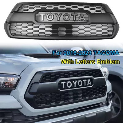 Front Grille For 2016-2023 Tacoma TRD Pro Bumper Grill Matte Black W/Letters ABS • $95.79