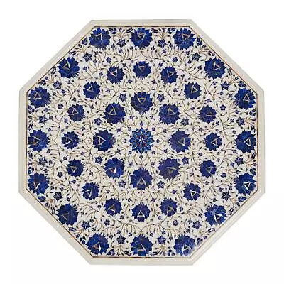 24  White Marble Coffee Center Table Top Rare Inlay Pietra Mosaic Home Decor Bs • $1446