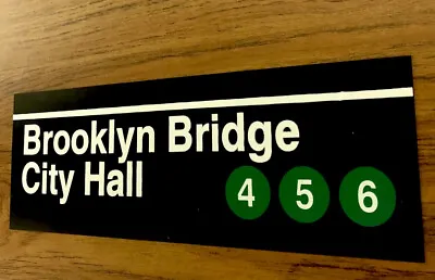 MTA NEW YORK CITY Subway Sign!-Brooklyn Bridge City Hall-  A Great NYC Souvenir! • $35