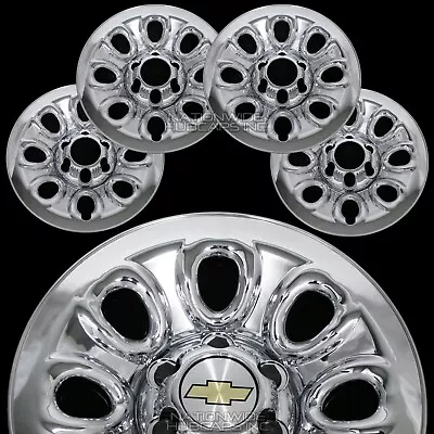 $89.99 • Buy Set Of 4 Chevy 1500 6 Lug 17  Chrome Wheel Skins Rim Simulators Hub Caps Covers