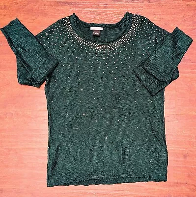 NWOT New Directions Weekend Womens L Green & Sparkles Soft All Season Sweater • $9