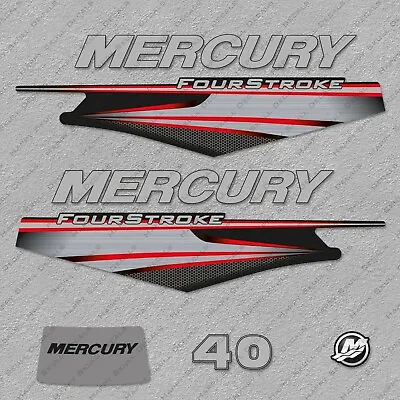 Mercury 40 Hp Four Stroke 2013-2017 RED Outboard Engine Decals Sticker • $49.49