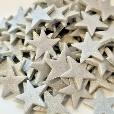 50 Larger Silver Sparkle Edible Stars Cake Cupcakes Sprinkles Glitter • £4.69