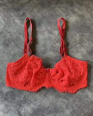 Victoria Secret VS Dream Angels Wicked Unlined Uplift Red Lace 32DD • £9