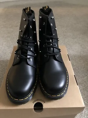 Dr Martens 1460 8 Eye Danuibo Boots In Black Leather UK SIZE 8 BNIB • £77.99