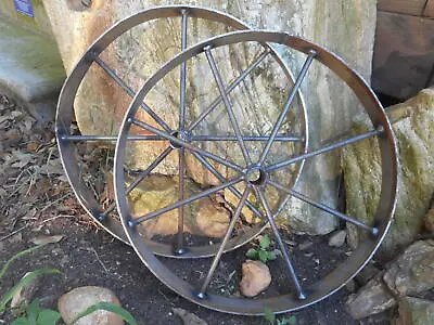 2) 18  Steel Ornamental Iron Wagon Wheel Western Rustic Art Metal Barbecue Pit  • $85