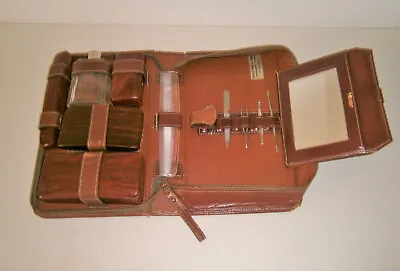 Vintage Men's Travel Toiletry Grooming Kit Zippered Leather Case • $13.99