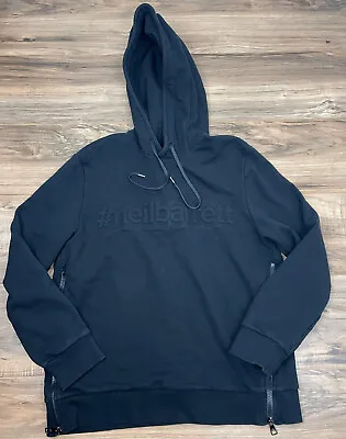 Neil Barrett Men’s Large Hoodie Raised Monogram Black Slim Fit  • $120