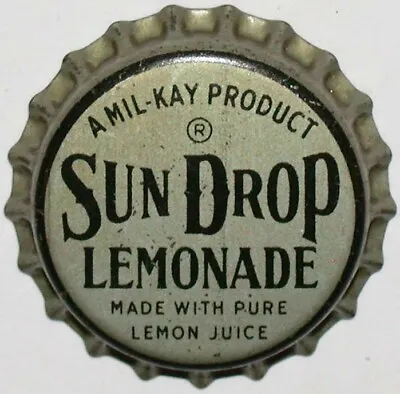 Vintage Soda Pop Bottle Cap SUN DROP LEMONADE Mil-Kay Cork Lined New Old Stock • $5.09