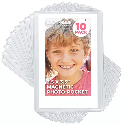 Magnetic Photo Pocket Frame White Holds Wallet Size 2.5x3.5 Photos 10 Pack • $9.95