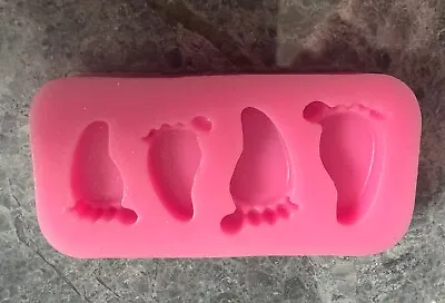 NEWBORN BABY FEET Silicone Fondant Icing Cake Mould Mold Decoration Baby Shower • £2