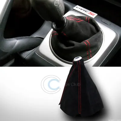 Universal JDM Style Blk Suede Red Stitch Shifter Shift Gear Boot Cover MT/AT C29 • $15.95