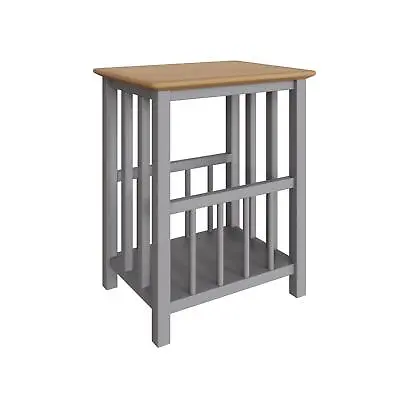 Grey Magazine Rack Oak Veneer Side Table Coffee Stand Assembled • £59.95