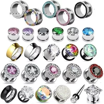 £5.75 • Buy Gem Flesh Tunnel, Crystal Ear Stretcher Plug Expander - Choose Colour & Size