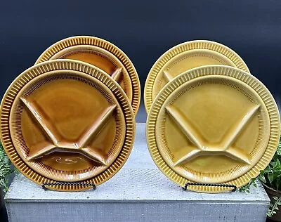 Vtg 1930's Majolica SARREGUEMINES French 9  Divided FONDUE PLATE Set Of 4 • $49.99