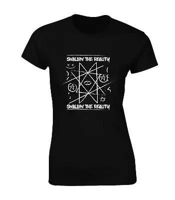 £7.99 • Buy Swallow The Reality Ladies T Shirt Cool Pentagram Devil Social Media News Top