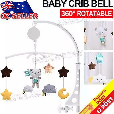 Baby Cot Hanging Musical Bed Bell Crib Wind Up Music Box Gift Rattle Toys NEW • $21.91