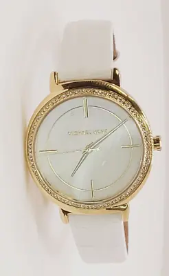 NWOT Michael Kors MK2662 Women's Cinthia White Leather Crystal Accent Watch • $114.95