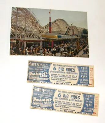 Vintage 1960's PALISADES AMUSEMENT PARK  Radio WPAT 2TICKETS + POSTCARD • $10