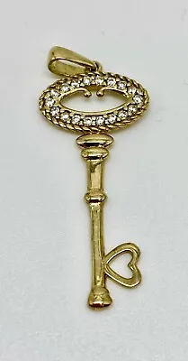 9ct Gold Cz Key Pendant • $173.51