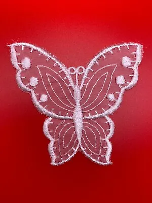 7x7cm White Butterfly Trim Bridal Dress Lace Applique Embroidery Wedding Crafts • £1.99