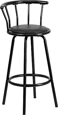 Metal Barstool Kitchen Dining Bar Stool Chair With Black Vinyl Swivel Seat • $64.73