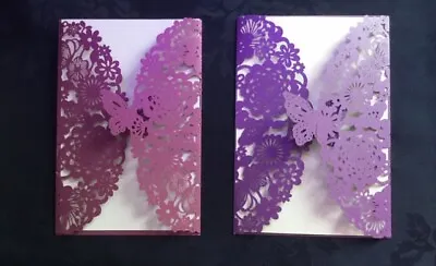 Lace Effect Cut Card Invitation For Wedding/Birthday Pink/Purple • £2.50