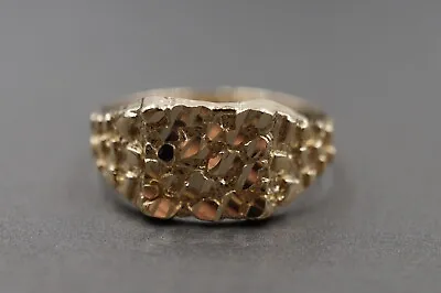 14K Solid Yellow Gold 10MM Diamond Cut Men Women Nugget Band Ring. Size 9.5 • $220