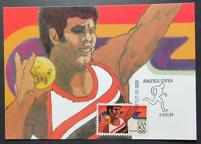 Shot Put Vintage 1984 Olympics Maximum Postcard Artist Robert Peak Unposted • $1.95