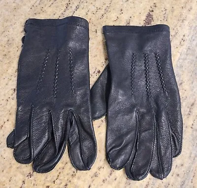 Vtg London Fog Gloves Mens XL Black Leather  Wrist Strap Snap Stitching Korea 9  • $32.99