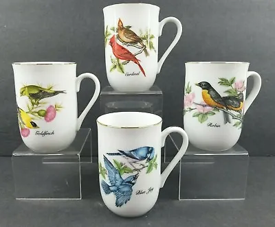 $39.67 • Buy 4 John James Audubon Porcelain Mug Set Cardinal Robin Blue Jay Goldfinch Vintage