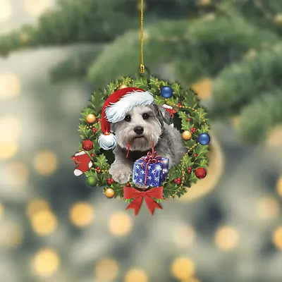 Miniature Schnauzer Dog Christmas Wreath Ornament Schnauzer Dog Christmas • $19.99