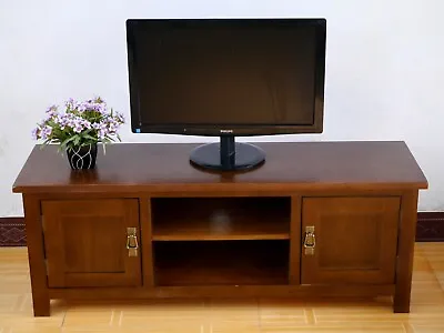 Oak TV Stand Rustic Solid TV Unit 2 Door Wood TV Cabinet Plasma Rustic Oak Large • £168