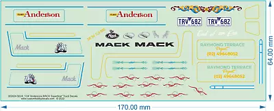 'Andersons MACK Superliner' Truck Decals - 1/24 - Water Decal • $11.26