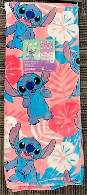 Disney Lilo & STITCH Tropical Flowers Hot Pink Plush Throw 50 X 70 NEW • $26.95