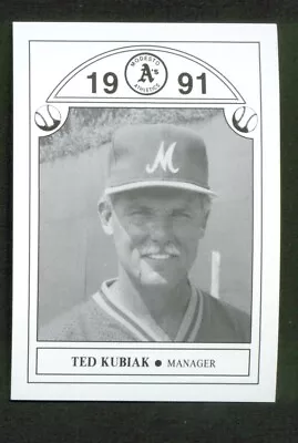 1991 Chong MODESTO Athletics #1 TED KUBIAK Manager HIGHLAND PARK New Jersey • $3.50