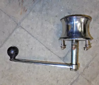 VINTAGE USED  4 OD Sailboat Winch WORKS GREAT 3 1/8  SHAFT BOTTOM 8.75 L HANDLE • $199.99