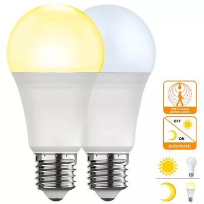 E26 E27 LED Light Bulbs Radar Motion Dusk To Dawn Sensor Bulb Lamp Lighting Home • £6.89