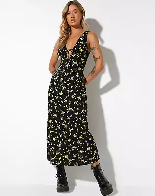 MOTEL ROCKS Fiaso Dress In Lemon And Lime Black (MR125.11) • $36.85