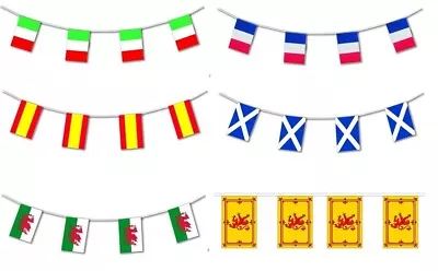 Spain Italy France Wales Scotland Bunting Flags Euro 2024 Football Rugby Banner • £3.96