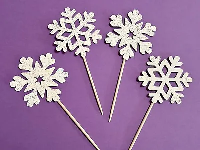 £3 • Buy Snowflake Frozen White Speckle Card Cupcake Toppers Cake Decorations Set Of 6