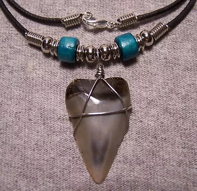 Mako Shark Tooth Necklace 1 1/2  Sharks Teeth Fossil Jaw Megalodon Scuba Diver • $15