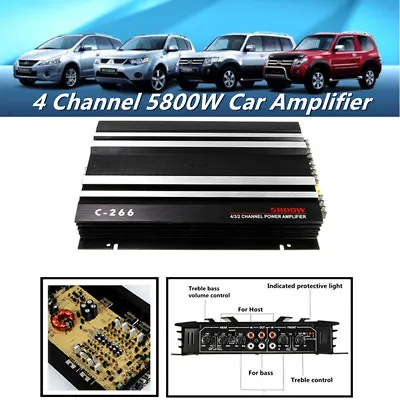 $169.99 • Buy 5800Watt 4 Channel Car Amplifier Stereo Audio Speaker Amp For Subwoofer DC 12V